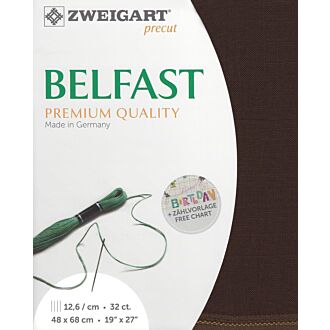 Zweigart embroidery linen Precut Belfast / 9024 dark brown