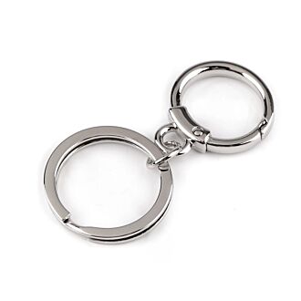 Metal carabiner with key ring silver