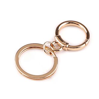 Metal carabiner with key ring rose gold