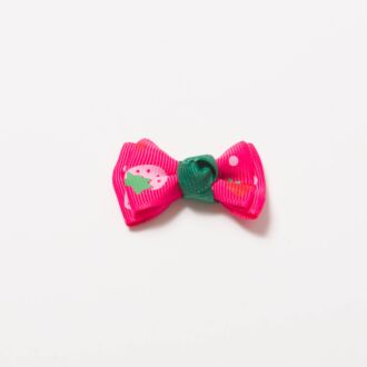 Grosgrain-Schleife Multi II 4cm Erdbeeren fuchsia-rosa-grün