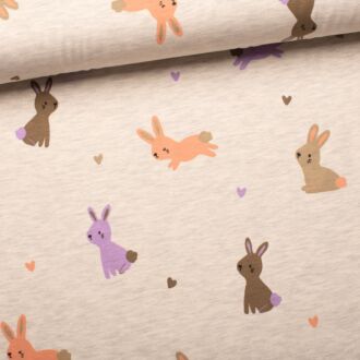 Jersey Bunny & Love ecru-mottled