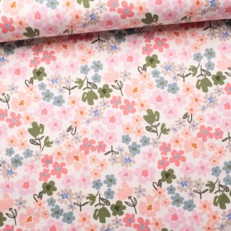 French Terry Soft Flowers wool white