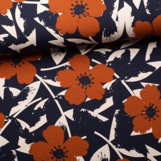 French Terry Modern Flowers navy