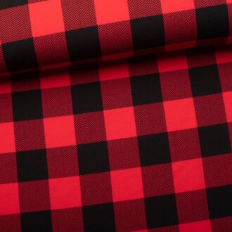 French terry check pattern red