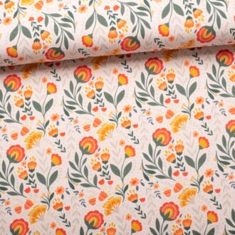 French terry Fields of Joy by Claire's Creative white