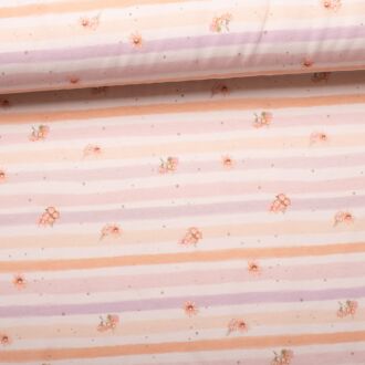 French terry Monty stripes & flowers pastel