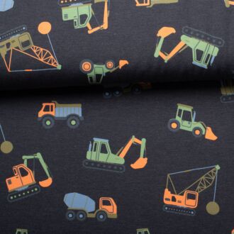 Cotton jersey neon construction site navy-mottled