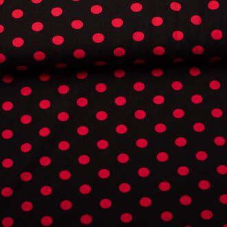 Cotton jersey red dots on black