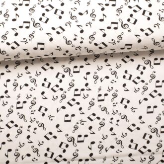 Cotton jersey music notes white