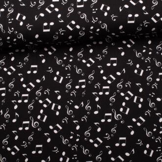 Cotton jersey music notes black