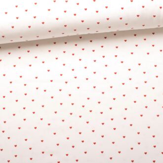Cotton jersey Mini Hearts white