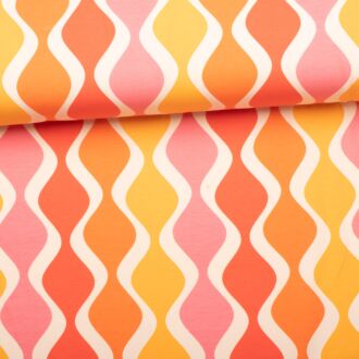 Cotton jersey Sunset Waves orange