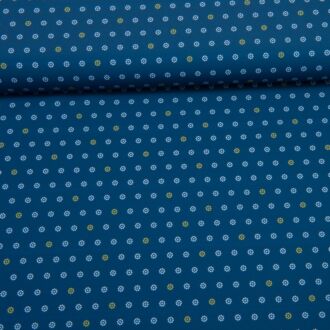 Badeanzugstoff Weiße Blümchen auf blau