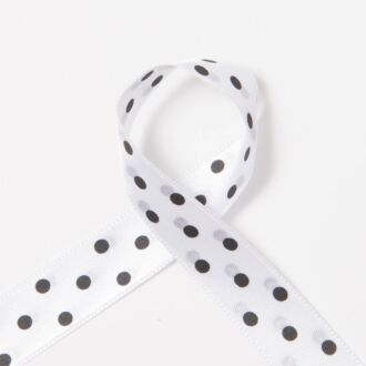 15mm Satinband Dots weiß