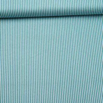 Woven fabric stripes petrol/white