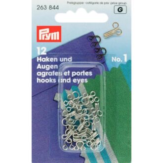 Prym spring hooks and eyes (Haftel), size 1, silver-colored